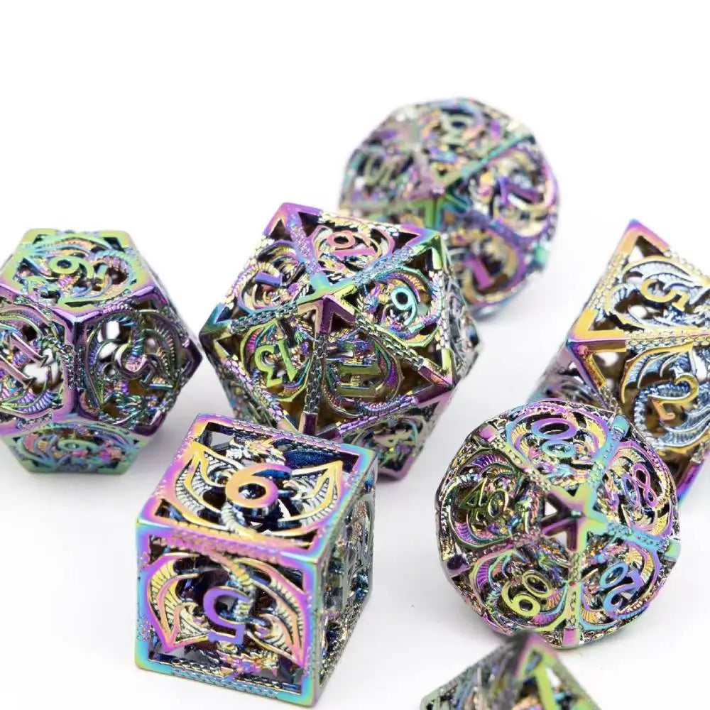 Metal Dragon Dice Set - Hollow D&D Polyhedral Dice