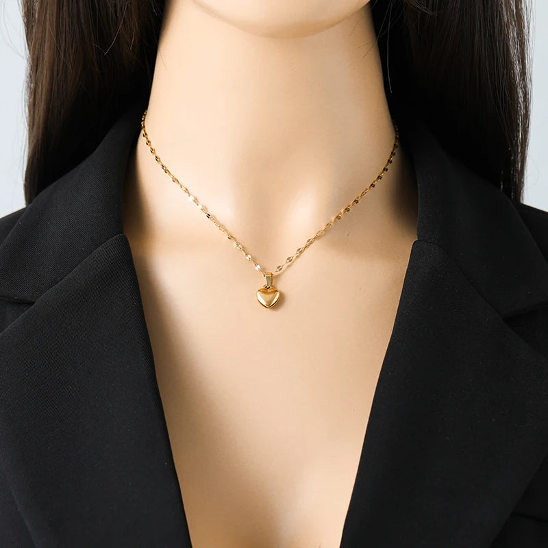 18K Gold Heart Love Jewelry Set - Necklace, Bracelet & Earrings