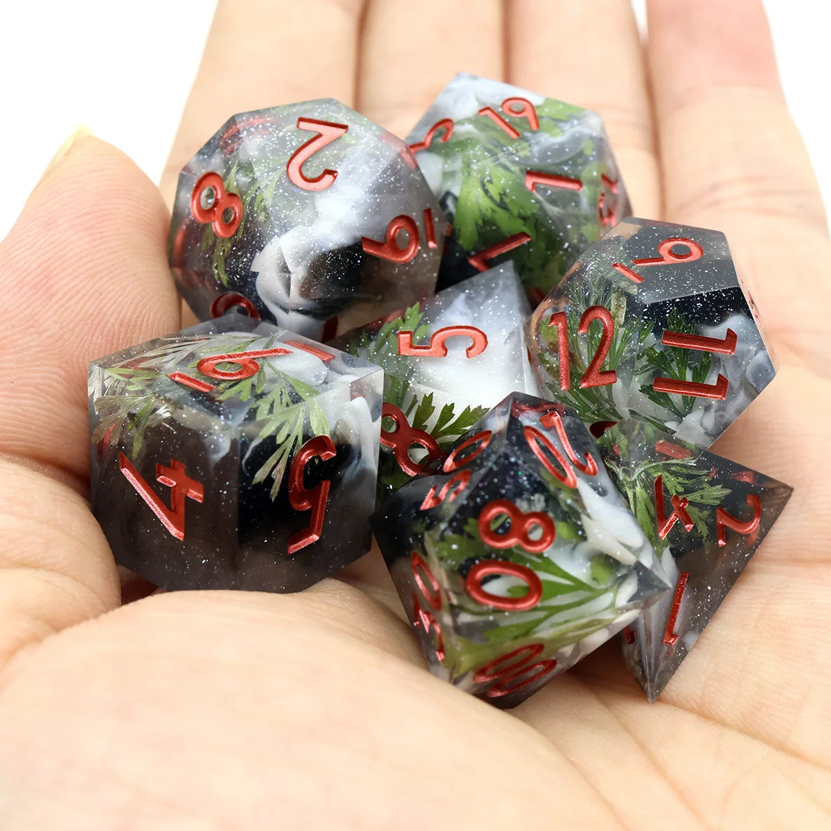 7-Piece Sharp Edge Resin DnD Dice Set – RPG Polyhedral