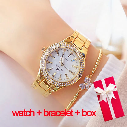 Women’s Stainless Steel Quartz Watch, Gold and Silver Options