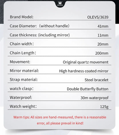 OLEVS Moon Phase Watch - Gold Blue Stainless Steel Chronograph