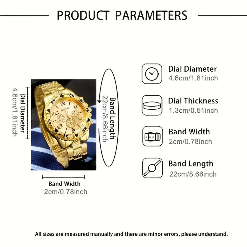 2-Piece Men’s Quartz Watch Set with Stainless-Style Fashion Design