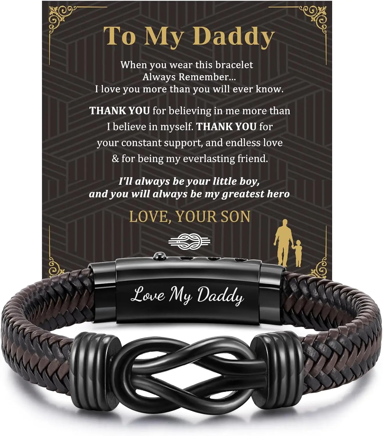 Braided Leather Bracelet - Engraved Gift for Men