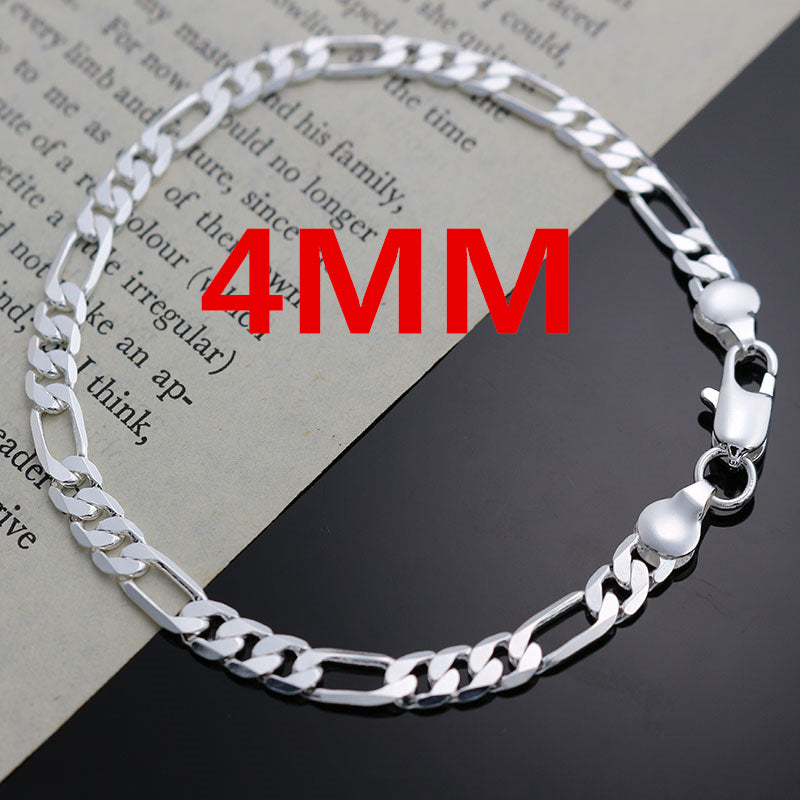 925 Sterling Silver 4mm Chain Necklace & Bracelet Set