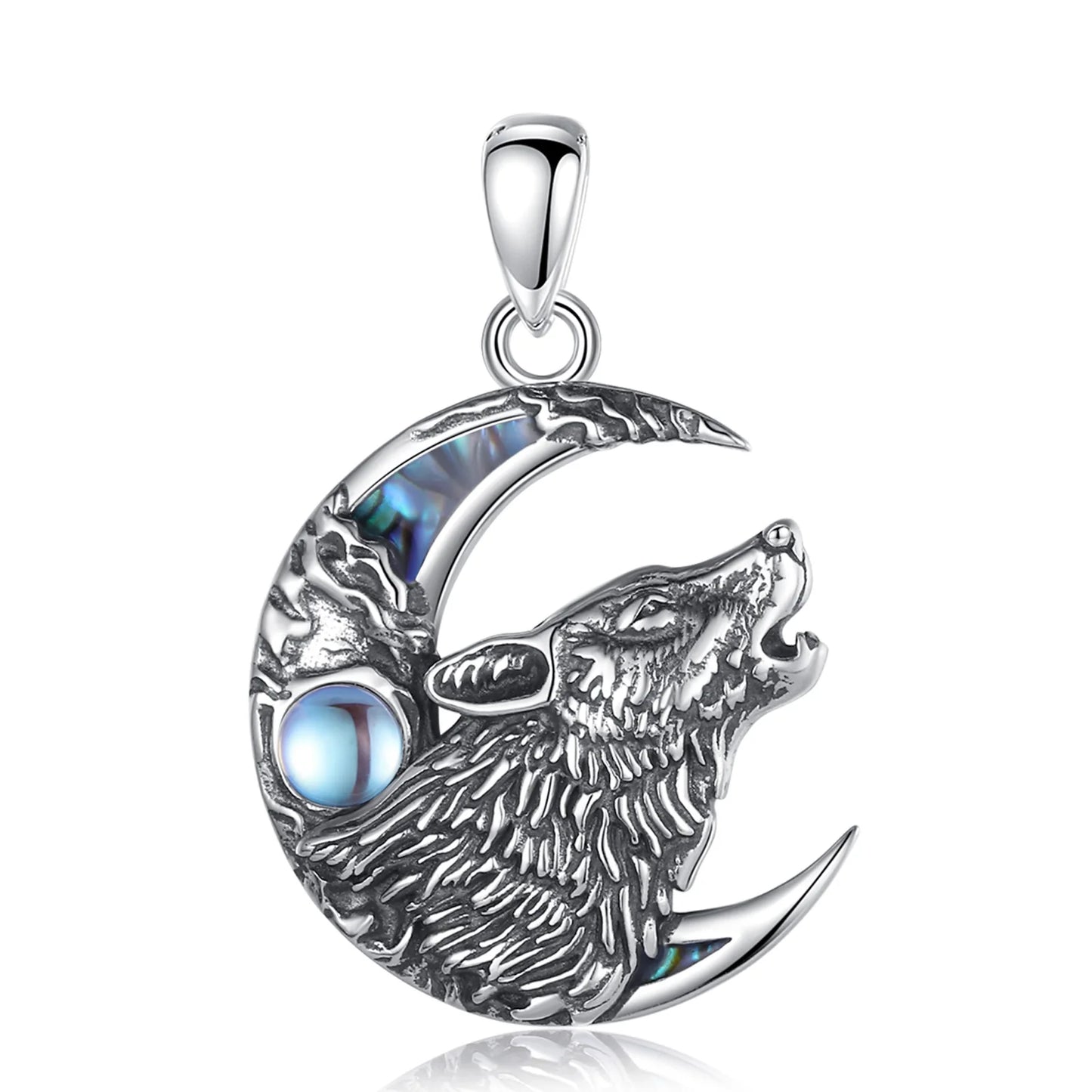 Wolf Moonstone Necklace