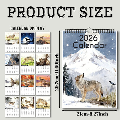 2026 Wolf Calendar - Home Decoration Date Viewing Gift