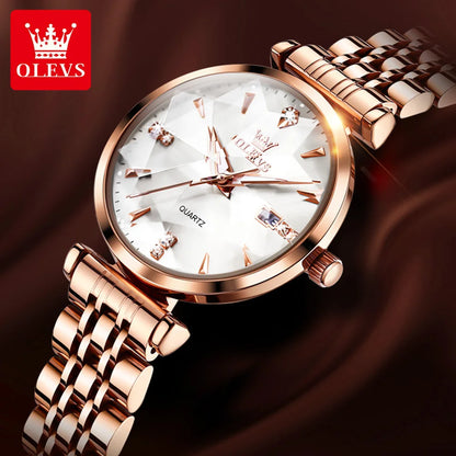 OLEVS 5536 Women's Luxury Watch - Sapphire Crystal, Zircon Scale, Chronograph, Waterproof