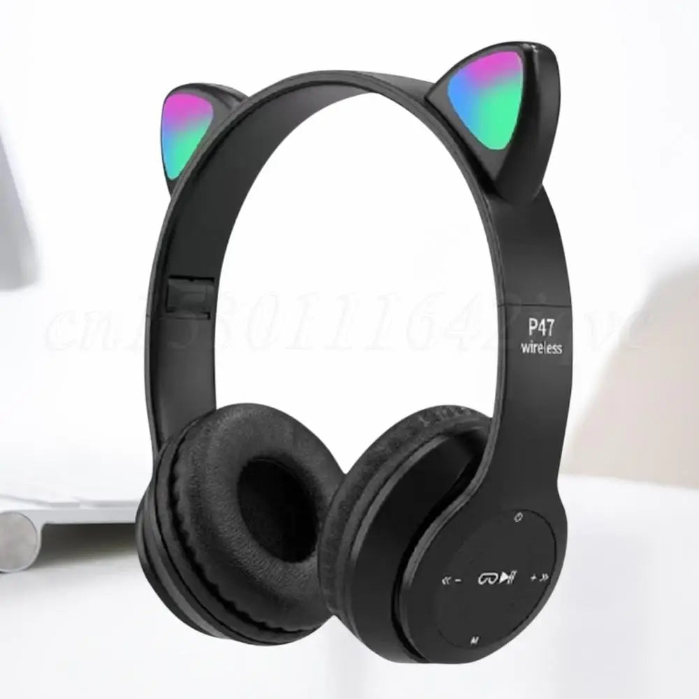 Cat Ear Wireless Headphones - LED Glow Light, Bluetooth 5.0, Kids & Adults