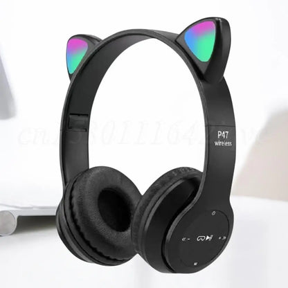 Cat Ear Wireless Headphones - LED Glow Light, Bluetooth 5.0, Kids & Adults