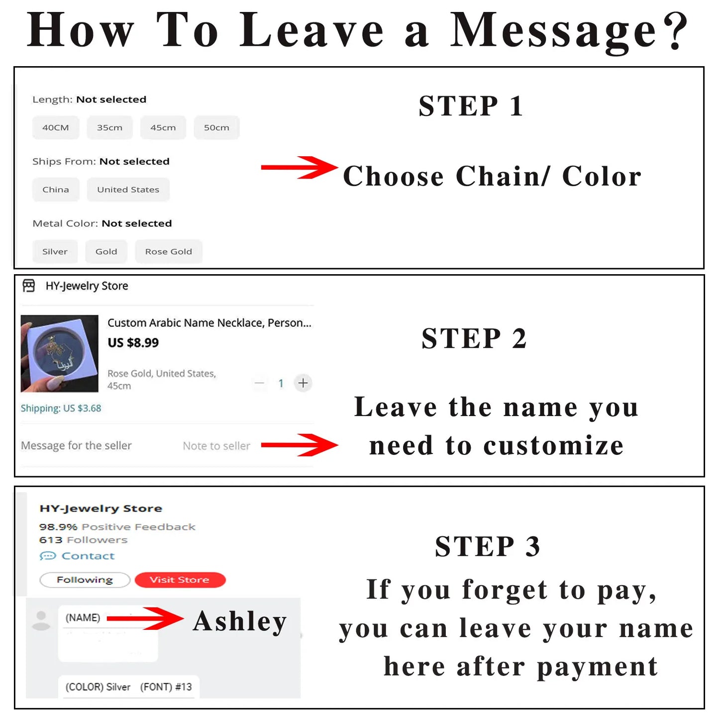 Eternal Rose Box with Custom Heart Name Necklace