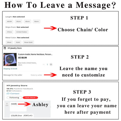 Double Heart Custom Name Necklace - Stainless Steel