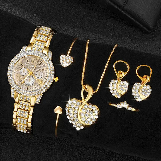Women's Jewelry Set - Watch, Ring, Necklace & Earrings