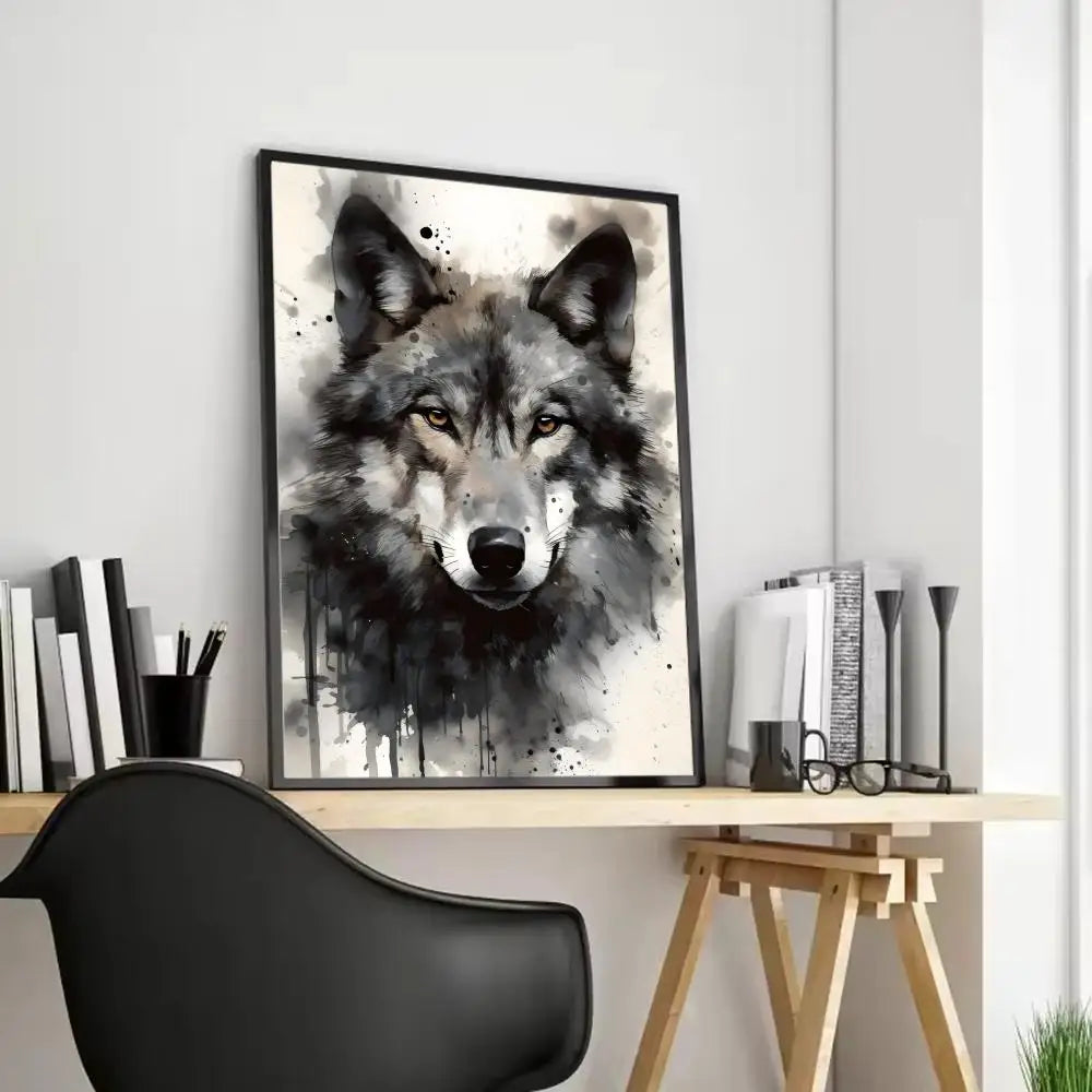 Black Wolf Canvas Poster - HD Print Wall Art Scroll Painting