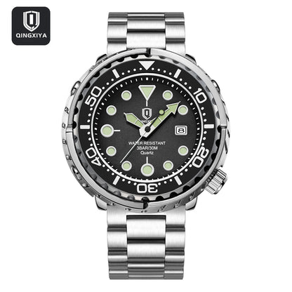 QINGXIYA Men’s Quartz Watch with Luminous Hands and Calendar