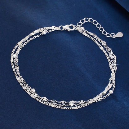 925 Sterling Silver Geometric Bead Bracelet