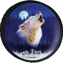 3D Wolf Spare Tire Cover - Polyester Waterproof Dustproof Universal