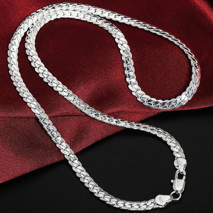 925 Sterling Silver 6mm Chain Necklace & Bracelet Set