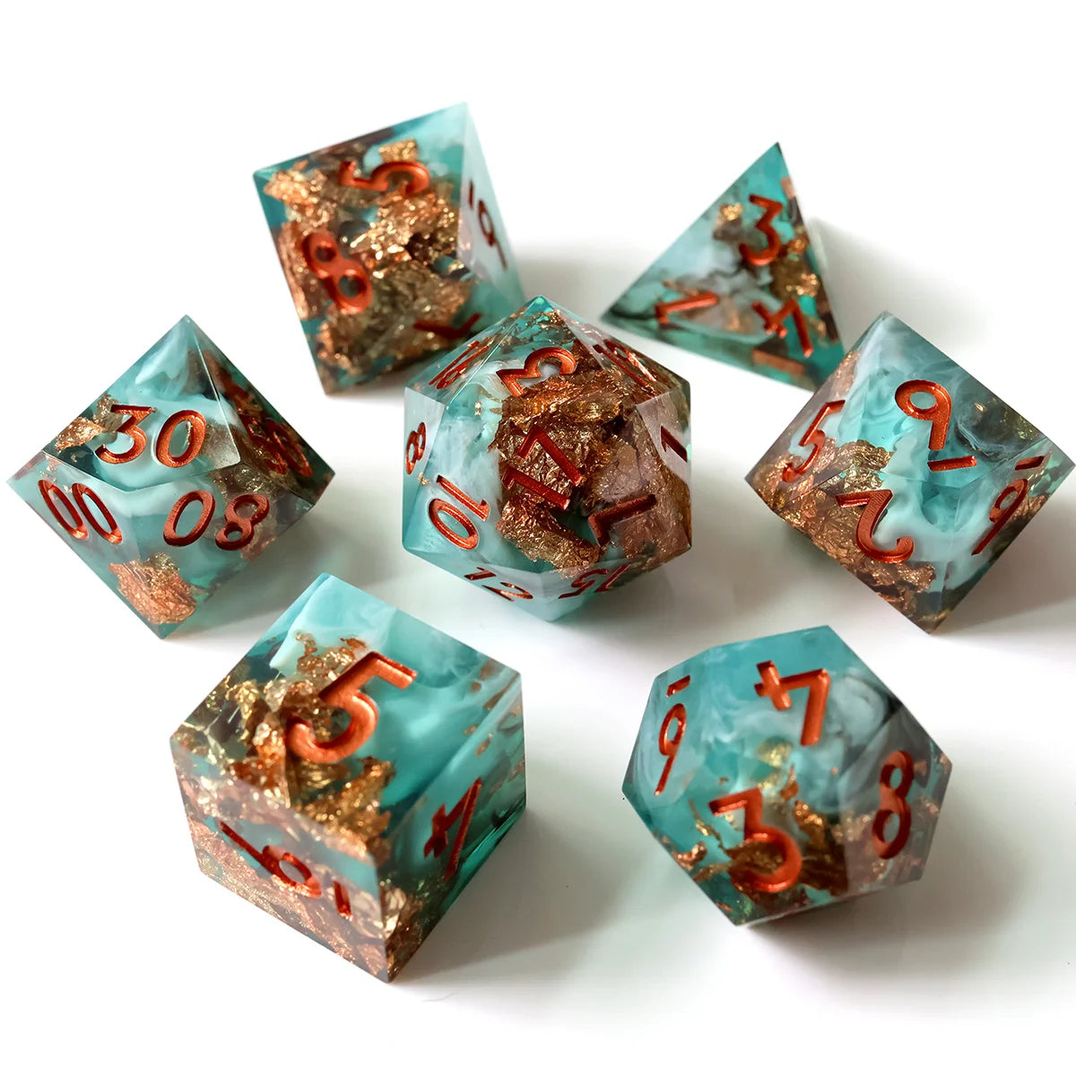 7-Piece Sharp Edge Resin DnD Dice Set – RPG Polyhedral