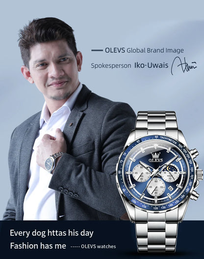 OLEVS 2945 Men's Watch - Moon Phase, Chronograph, Waterproof, Backlight, Fashion Quartz