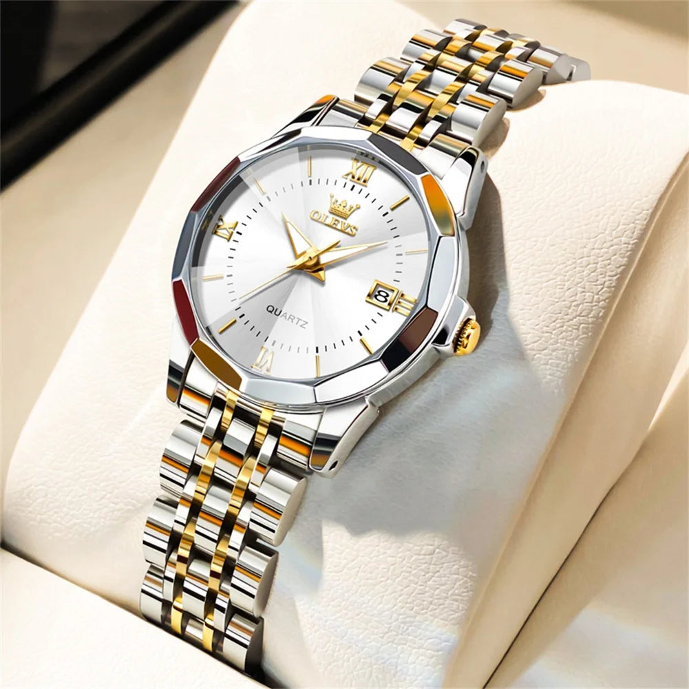OLEVS 9931L Women's Watch - Elegant Fashion, Luxury, Waterproof, Stainless Steel, Luminous Date