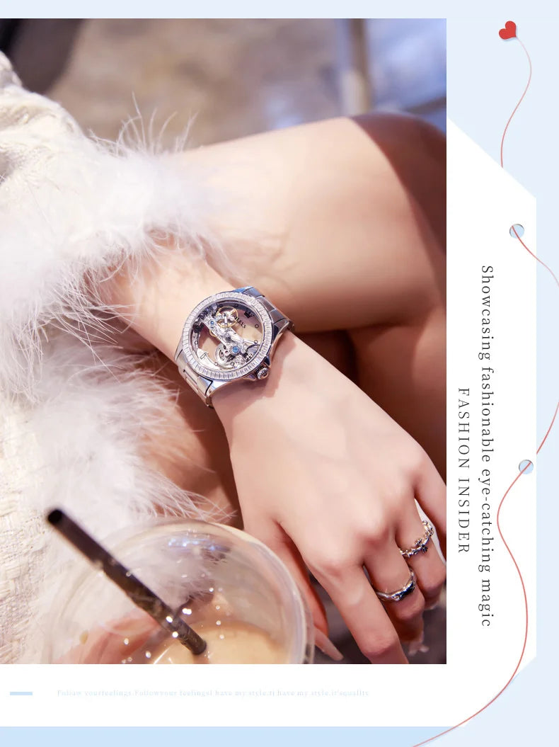 OLEVS 6699 Automatic Mechanical Watch - Transparent 40mm Big Dial, Bracelet Set, Luxury