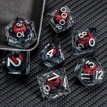 Sharp-Edge Resin Liquid-Core Dice Set for D&D and RPG Games