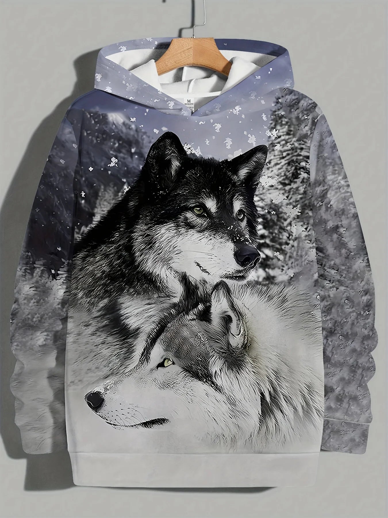 Wolf 3D Print Hoodie - Polyester O-Neck Front Pocket Streetwear