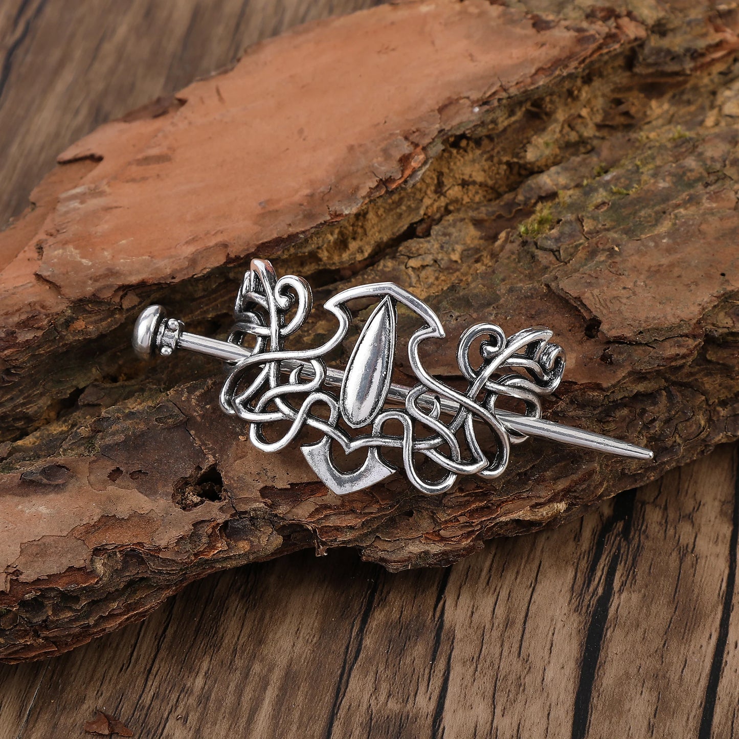 Celtic Knot Sweater Pin – Viking Style, Zinc Alloy, Silver, 3 Styles