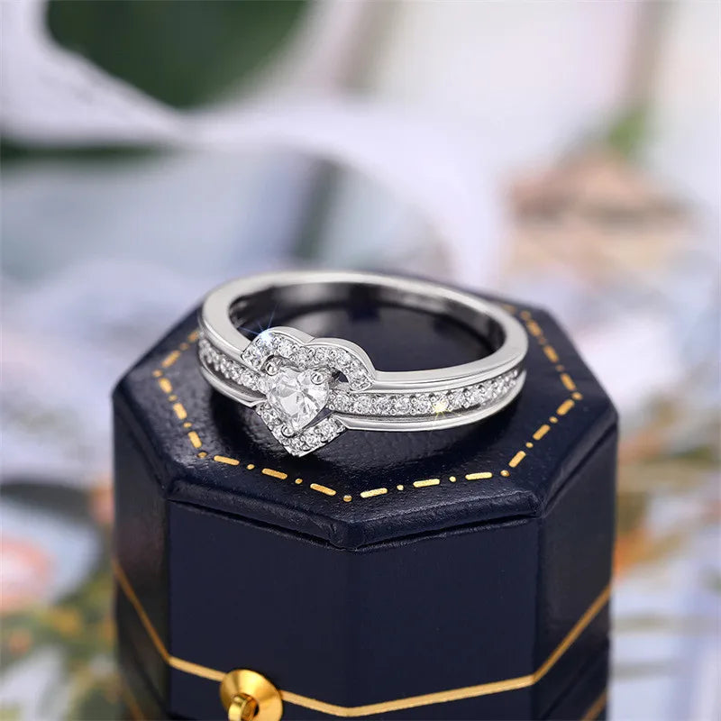 Modyle 925 Sterling Silver Heart Zirconia Ring – Wedding