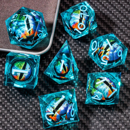 Sharp-Edge Resin Liquid-Core Dice Set for D&D and RPG Games