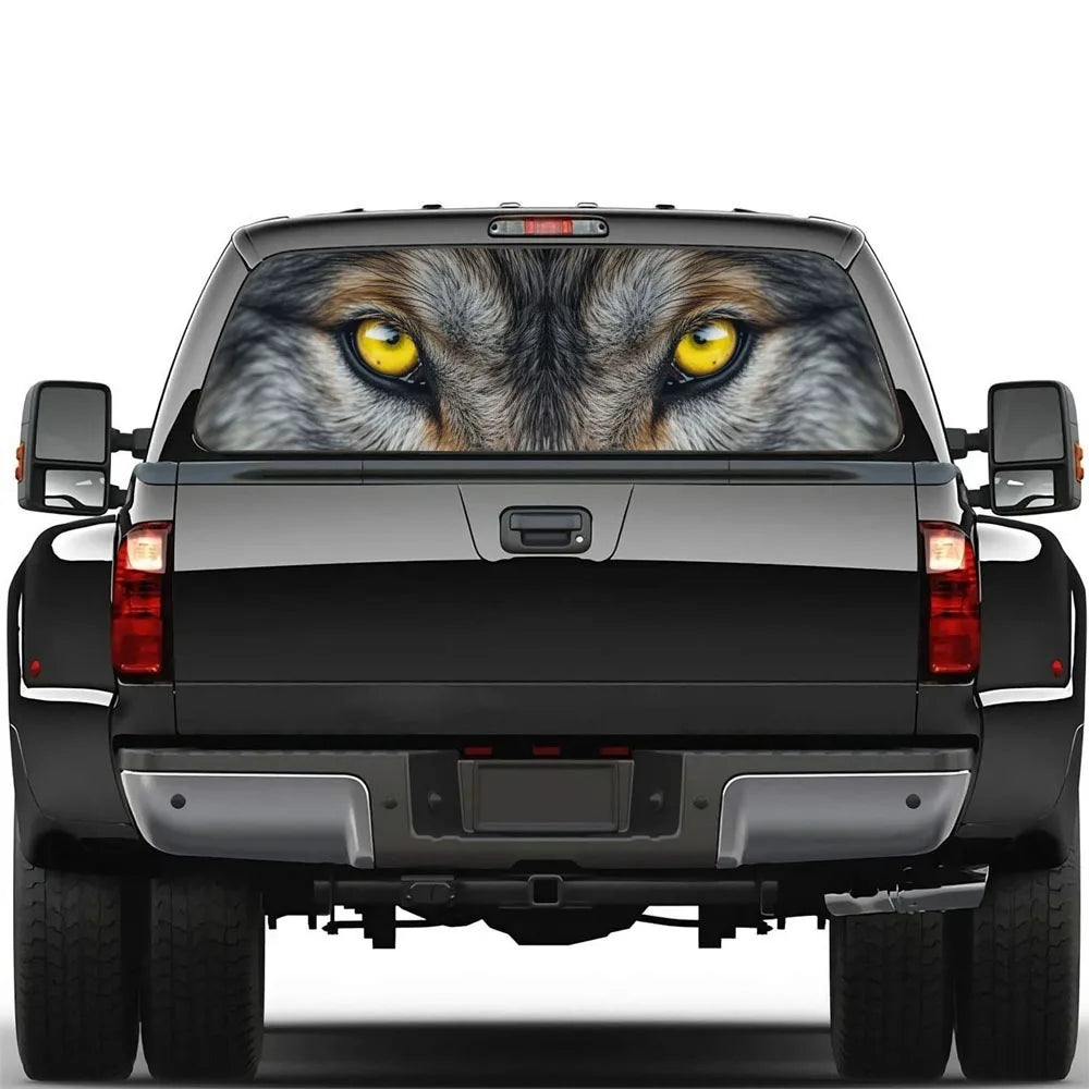 Wolf Face Tailgate Wrap - PVC Weatherproof Matte Car Sticker