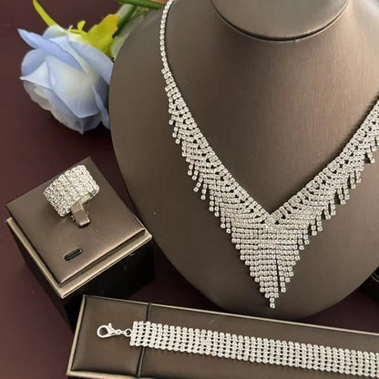 Bridal Jewelry Set - 5 Piece Gold Plated for Engagement & Wedding