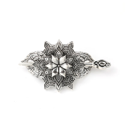 Celtic Knot Flower Hair Stick – Scandinavian Viking Style, Metal Alloy, Silver