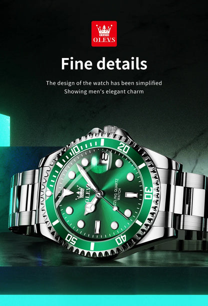 OLEVS 5885 Men's Watch - Original Brand, Waterproof, Stainless Steel, Automatic Date, Gifts
