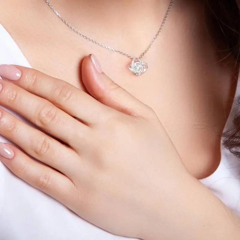 Cubic Zirconia Pendant Necklace – Copper, Silver Tone, 45cm