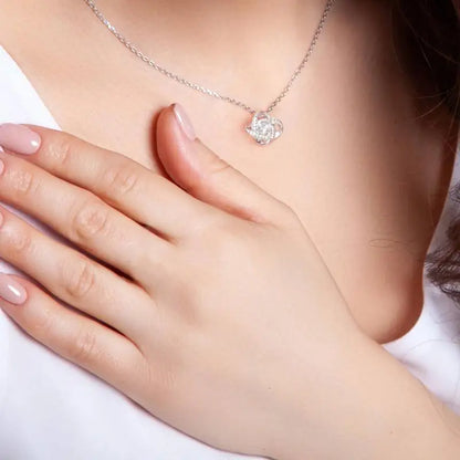 Cubic Zirconia Pendant Necklace – Copper, Silver Tone, 45cm
