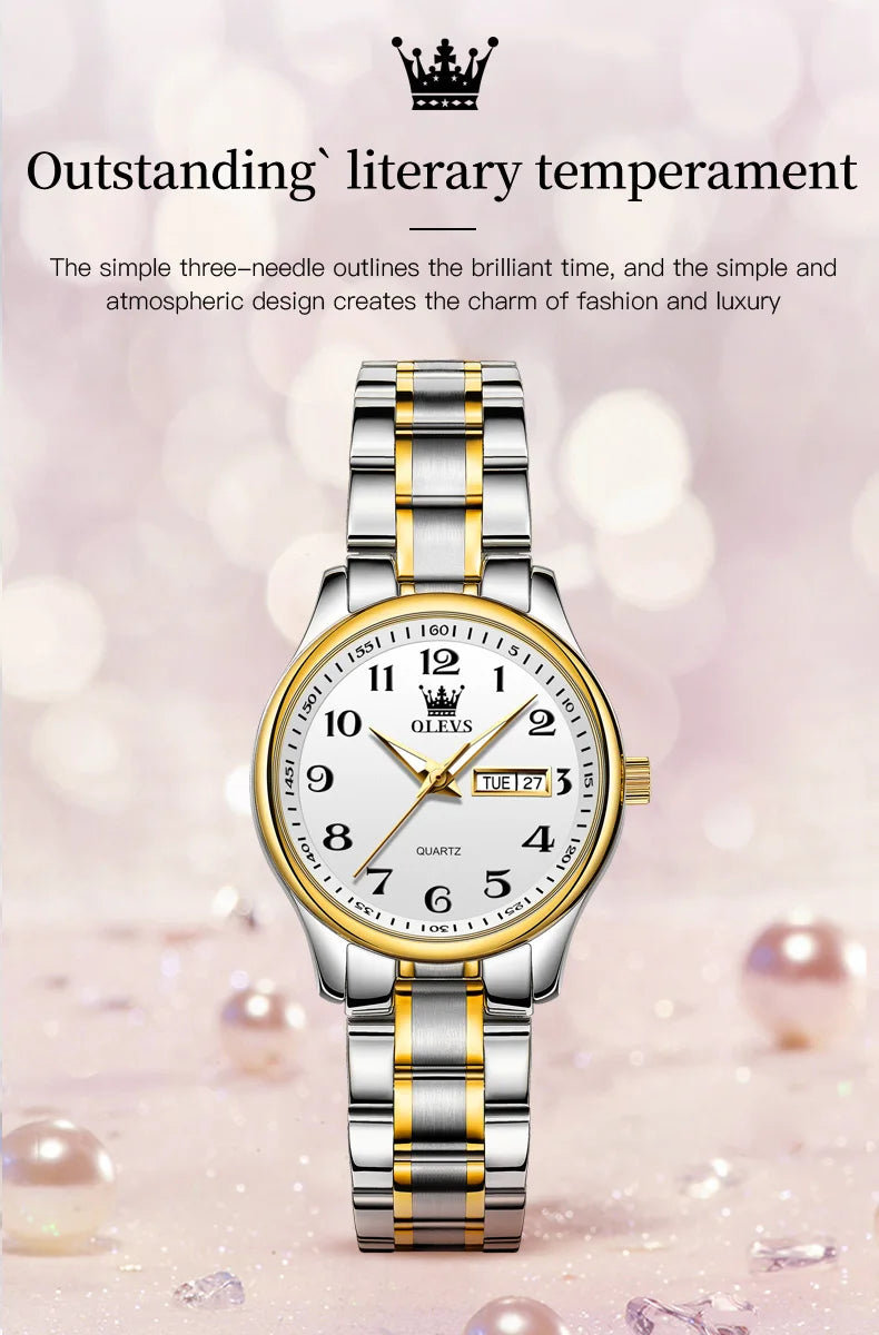 OLEVS 5567 Women's Watch - Fashion, Waterproof, Luminous, Stainless Steel Gold, Luxury Elegant