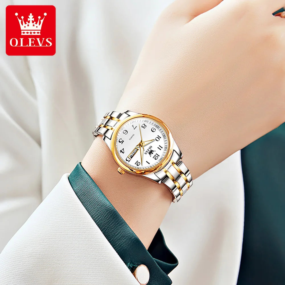 OLEVS 5567 Women's Watch - Fashion, Waterproof, Luminous, Stainless Steel Gold, Luxury Elegant