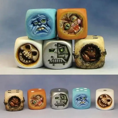 Monster Face Resin Dice Set – 5 Pcs Halloween Tabletop