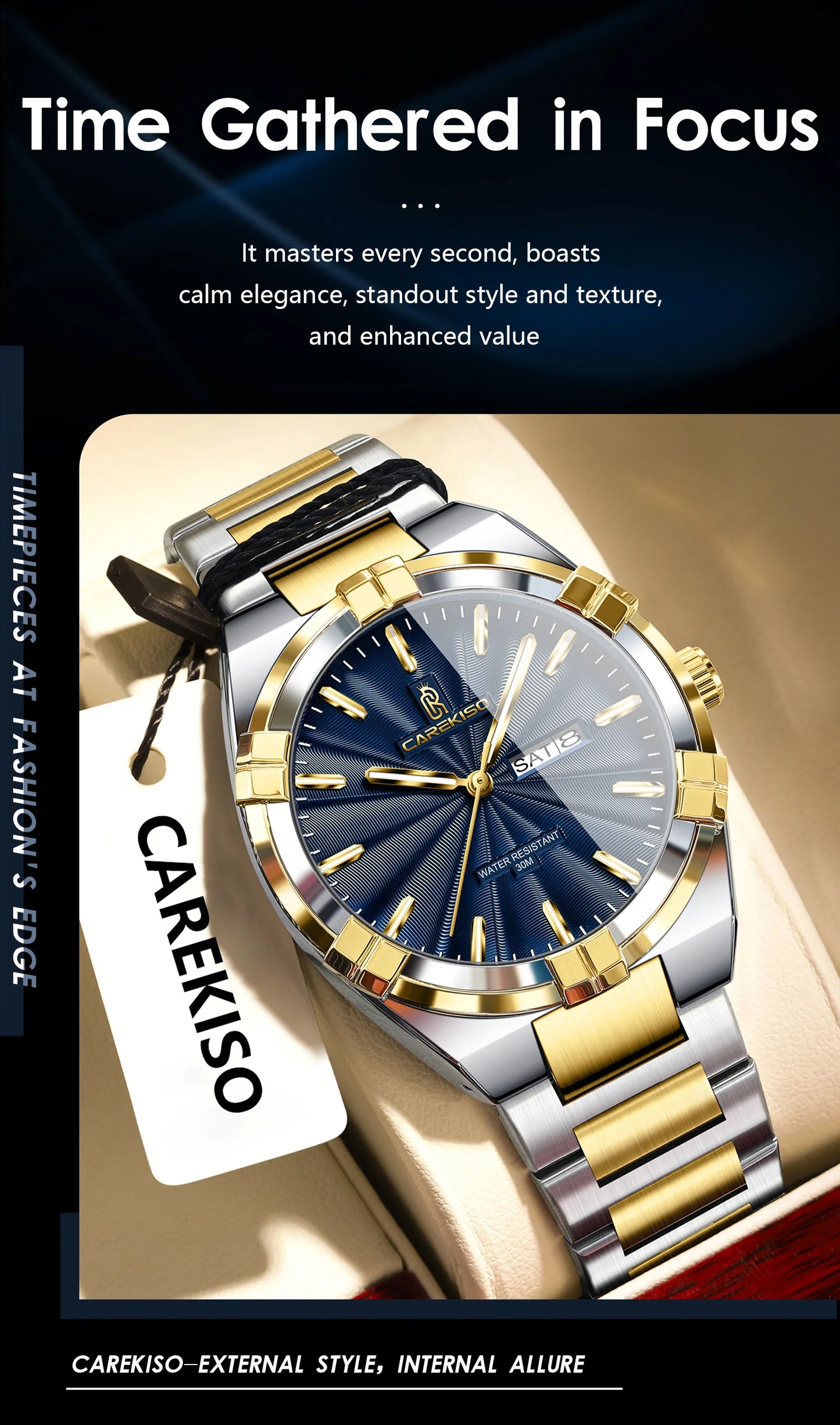 CAREKISO Military Watch - Waterproof Luminous Quartz with Date & Week