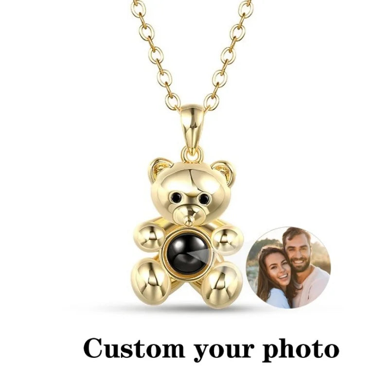 Teddy Bear Photo Projection Necklace - Custom Picture