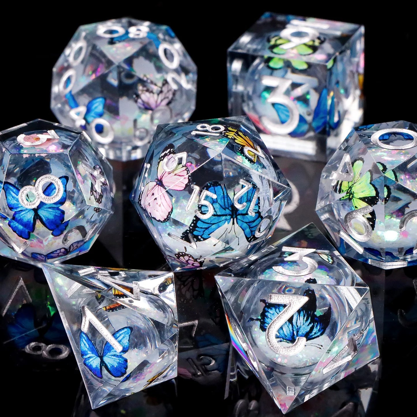 Liquid Core Butterfly DnD Dice Set – 7 Pcs