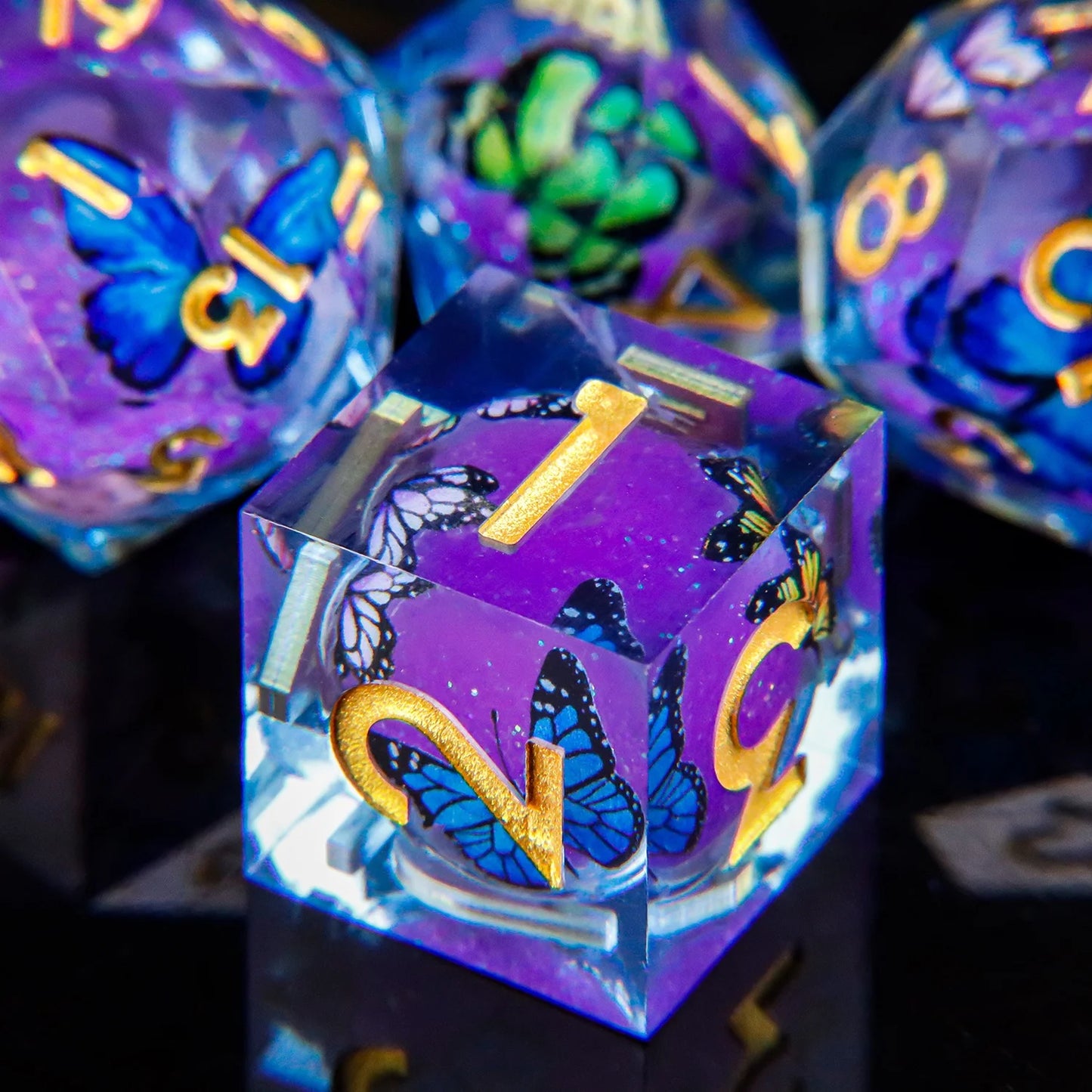 Liquid Core Butterfly DnD Dice Set – 7 Pcs
