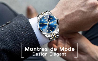 OLEVS 9931 Men's Watch - Rhombus Mirror, Waterproof, Luminous, Stainless Steel, Date Week