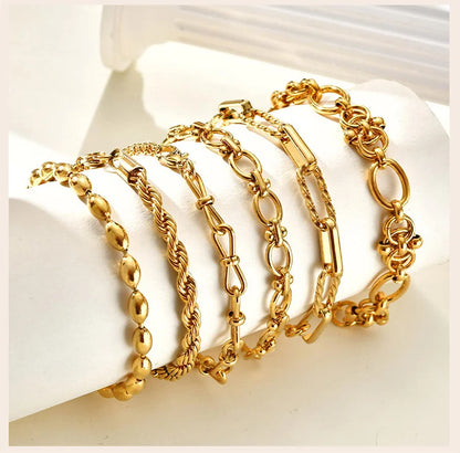 Gold Stainless Steel Chunky Link Chain Bracelet