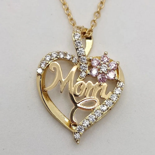 Heart Pendant Necklace – Cubic Zirconia, Copper Chain, 45cm
