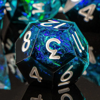 7-Piece Handmade Resin DnD Dice Set - Sharp Edge RPG Dice