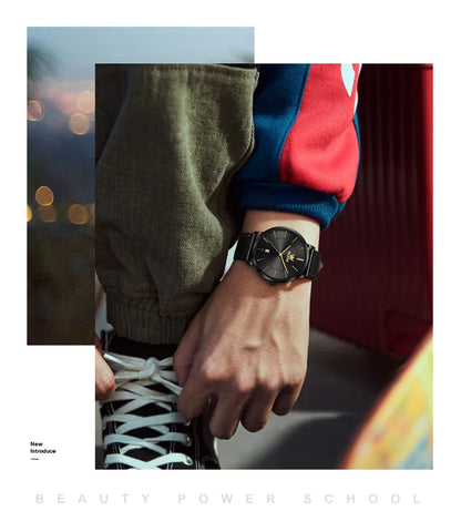 OLEVS 5869 Men's Watch - Ultra Thin 6.5mm, Minimalist, Leather Strap, Waterproof, Auto Date