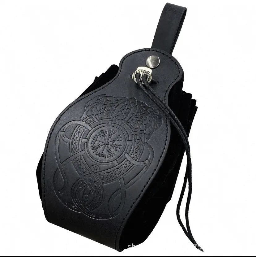 Genuine Leather Dice Bag Tray and Drawstring Pouch for RPG Games