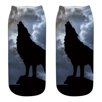 Wild Wolf Series Unisex Sox Women's Funny Cartoon Animal Cute 3D Print Ankle Socks Hot Fashion Punk Gothic Club Sokken
